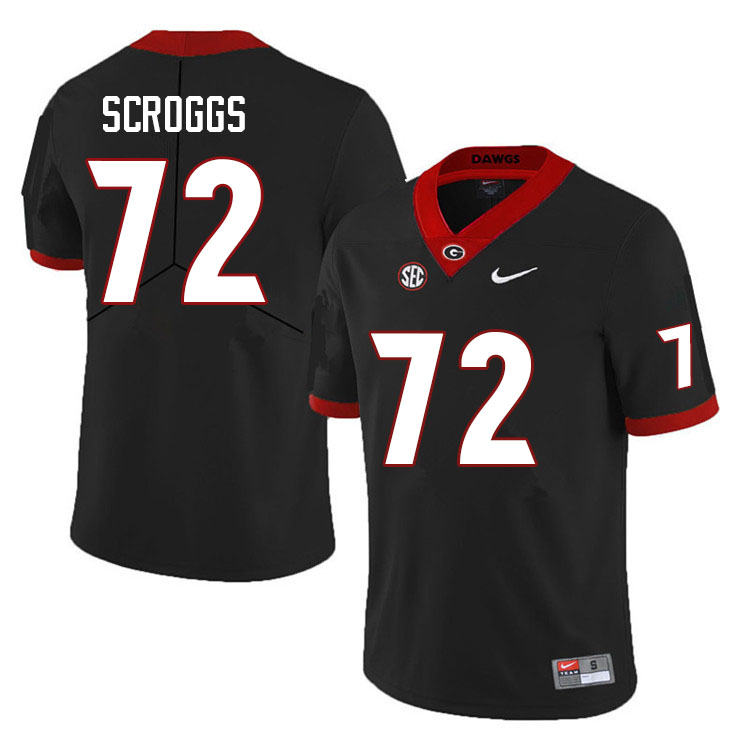 Georgia Bulldogs #72 Griffin Scroggs College Football Jerseys Sale-Black Anniversary